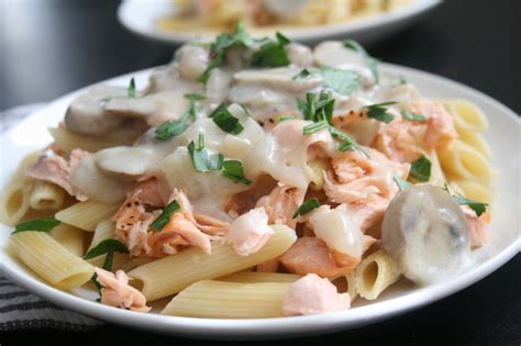 Flaked Salmon With Pasta And Mushroom Sauce Kosher In The Kitch
