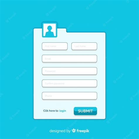 Free Vector Registration Form Template With Flat Design