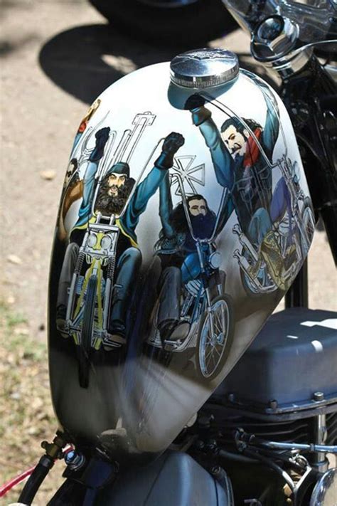Some are big and rounded; small Sportster gas tank with David Mann painting | Gas ...