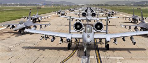 A 10s And F 16s Elephant Walk At Osan Air Base South Korea 4003x1710