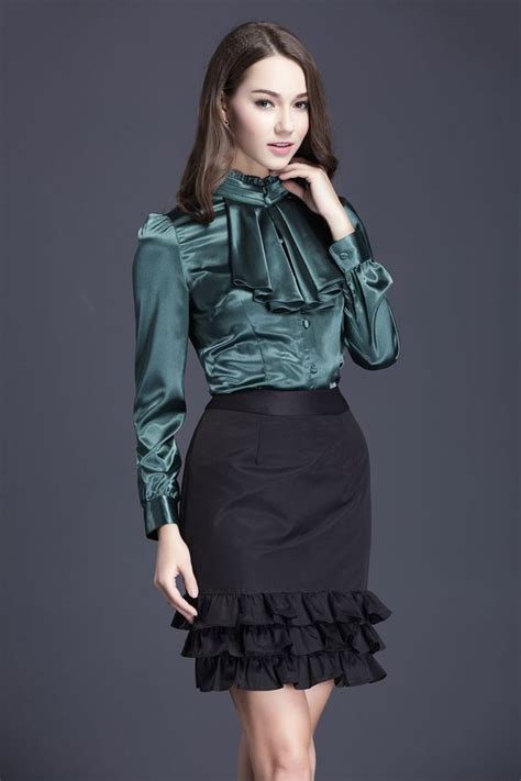 Satin Blouses Satin Blouses Pencil Skirts Black High Heels Silk Blouses