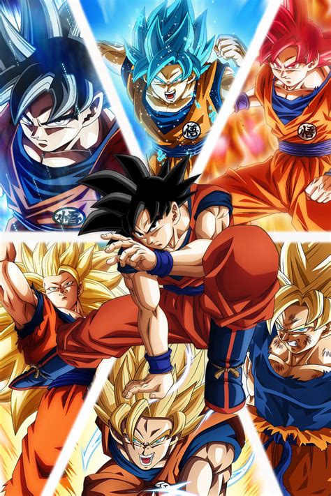 Dragon Ball Zsuper Poster Goku From Normal To Ultra 12in X 18in Free