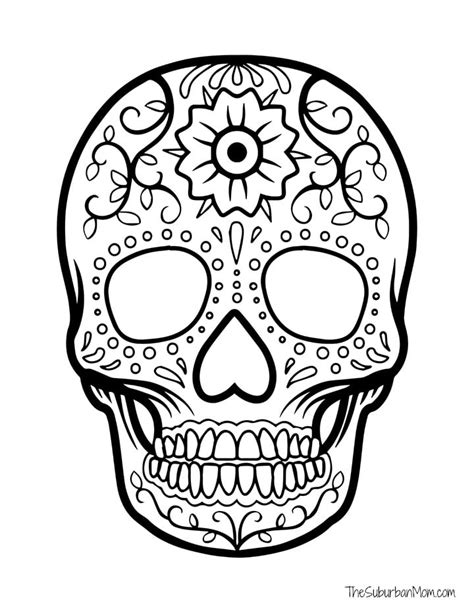 Dia De Los Muertos Skull Coloring Page Coloring Pages