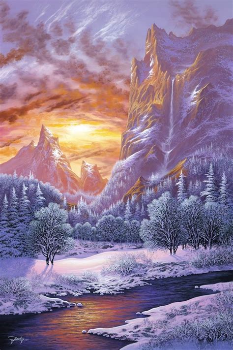Jon Rattenbury Deep Winter Sunrise Акварельные пейзажи Пейзажи
