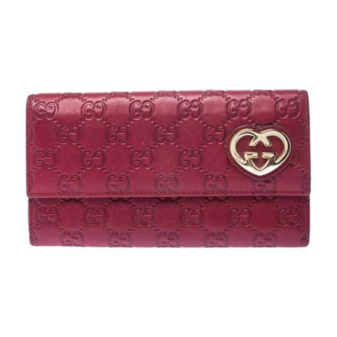 Gucci Red Guccissima Leather Lovely Heart Continental Wallet For Sale