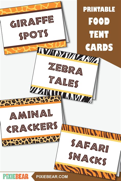 Safari Food Labels Printable Safari Party Food Tent Cards For A Baby