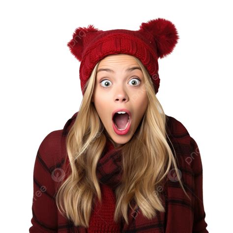 Girl Celebrating The Christmas Holidays With Surprise And Shocked