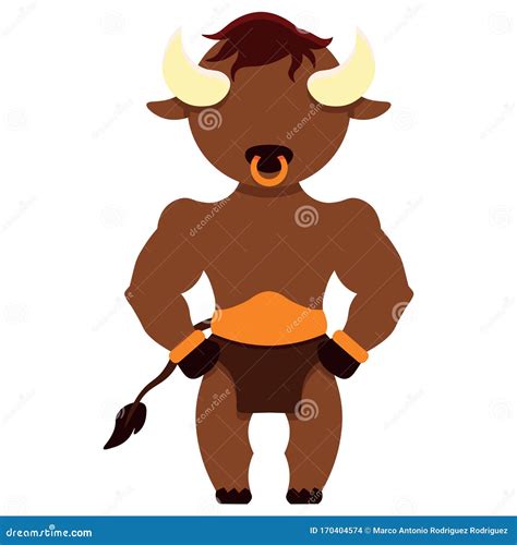 Vector Cute Minotaur Colorful Isolated Stock Illustration