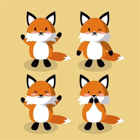 Premium Vector Cute Fox Cartoon Icons