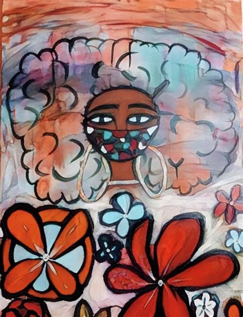 Masked Afro Centric Beauty Painting By Medicated Sista Pixels