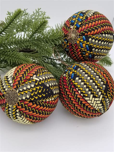 African Christmas Ornaments 4 Pc Kente Ornaments Handmade Ornaments For