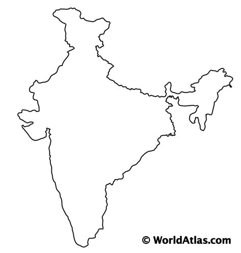 Outline Of India Map Color