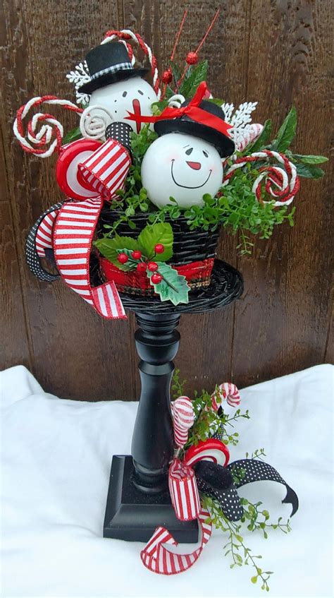 Snowman Table Centerpiece Holiday Table Arrangement Snowman Etsy