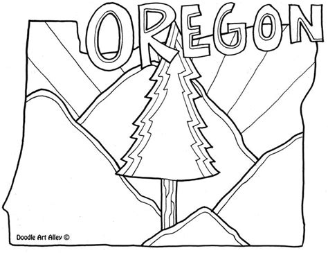 ﻿oregon United States Coloring Pages Classroom Doodles World Map