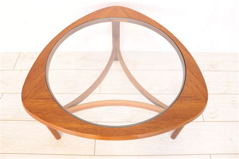 Restored Mid Century Teak Nathan Triangular Coffee Table With Circular Glass S By