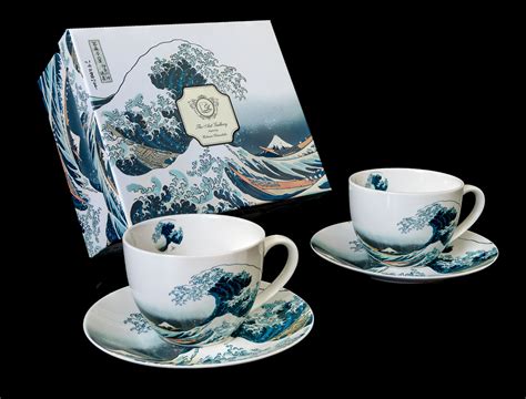 Duo Tasses à Thé And Sous Tasses Hokusai La Grande Vague De Kanagawa Duo