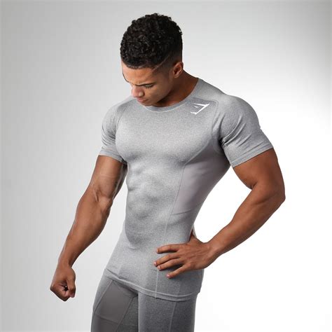 Gymshark Element Compression T Shirt Light Grey Marl Gym Outfit Men