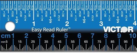 Victor Easy Read Stainless Steel Ruler Standardmetric 12 Long Blue