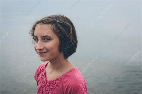 Portrait Of Happy Eleven Year Old Girl Stock Image F018 4551 Science Photo Library