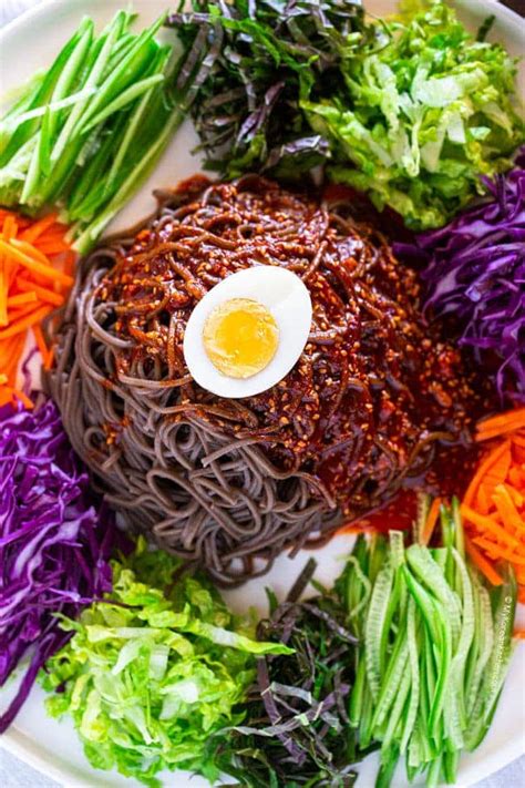 Spicy Noodle Salad Platter Jaengban Guksu Recipe Cart