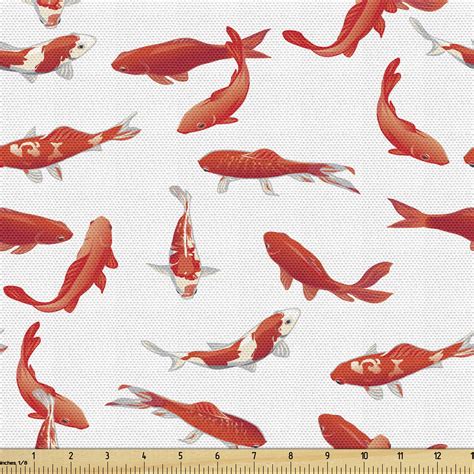 Koi Fish Fabric By The Yard Eastern Japanese Exotic Koi Fish Common