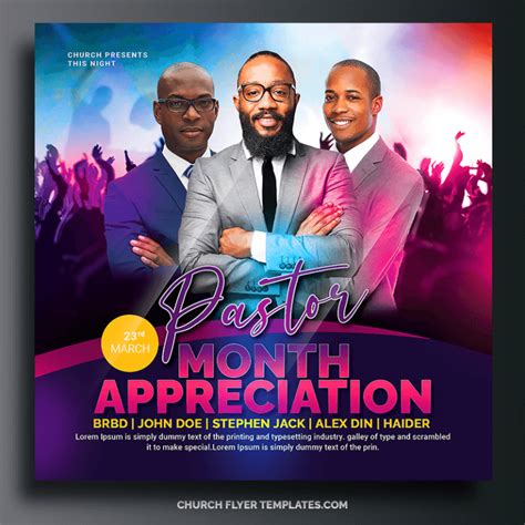 Pastor Appreciation Month Flyer Template Design Psd Church Flyer