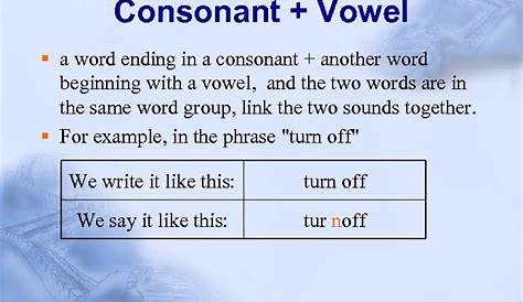 Sound Linking in English Consonant Vowel