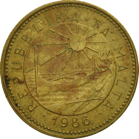 Moneta Malta Cent 1986 AU 50 53 Mosiądz nikl 10087888627