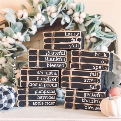 The best crafts are often the simplest ones! Mini Bookstack Stamped Books Fall Stacked Books Fall ...