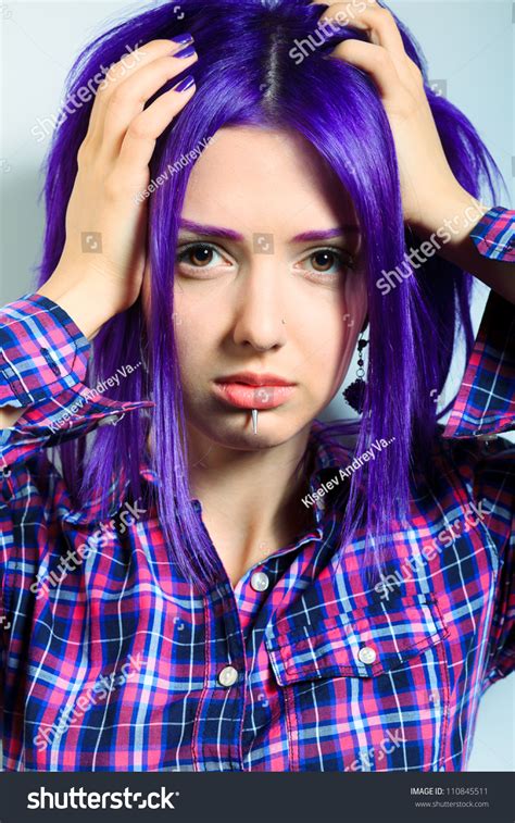 Portrait Punk Girl Purple Hair Stock Photo 110845511 Shutterstock