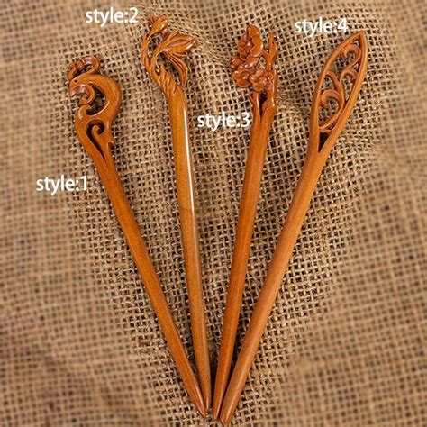1pc Retro Ethnic Women Lady Wooden Handmade Carved Chopstick Hair Stick