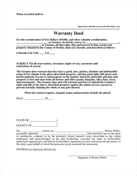 Warranty Deed Form Colorado Form Resume Examples