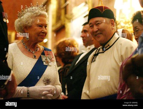 Britains Queen Elizabeth Ii Greets The Mongolian Ambassador Hi Res