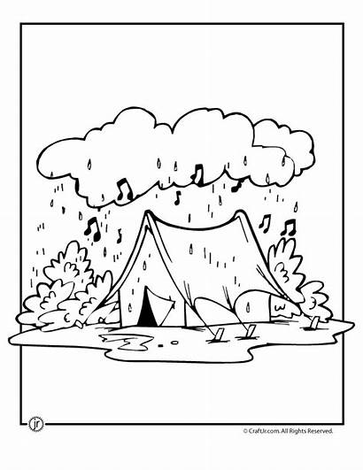 Rainy Coloring Pages Camping Camp Activities Clipart