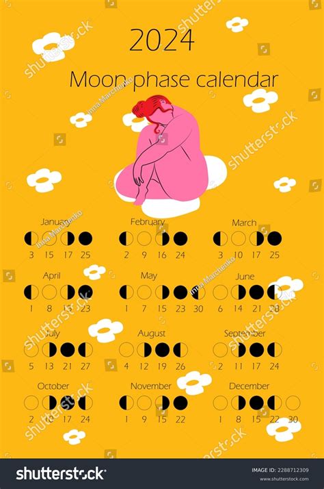 Moon Phases Calendar Naked Woman Stock Vector Royalty Free Shutterstock