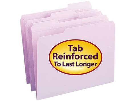 Smead 12434 File Folders 13 Cut Reinforced Top Tab Letter Lavender
