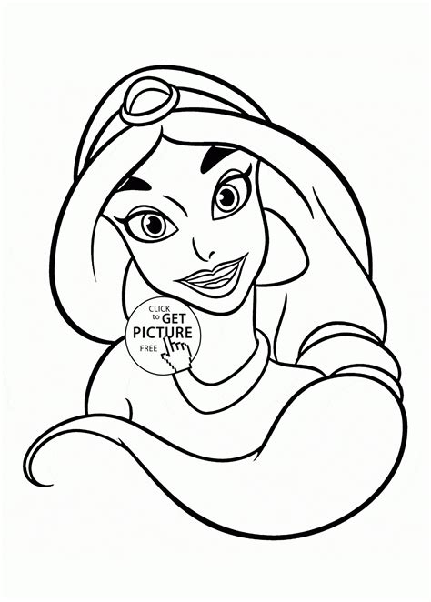 Princess Jasmine Free Coloring Page Printable