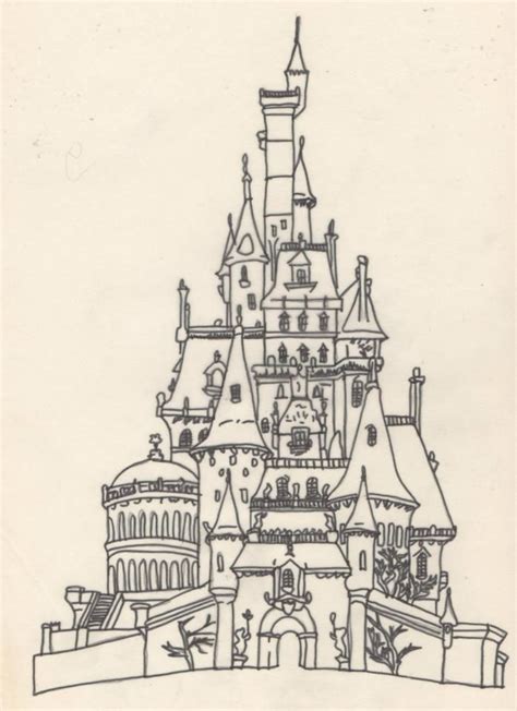 A Drawing Of A Castle With Turrets And Towers