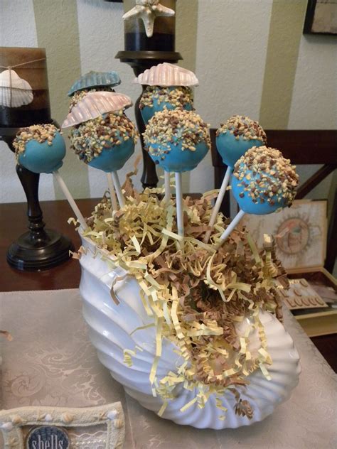 An easy chocolate cake pop maker recipe included. Beach theme cake pops! I used a shell candy mold to make the toppers. | Beach themed cakes, Cake ...