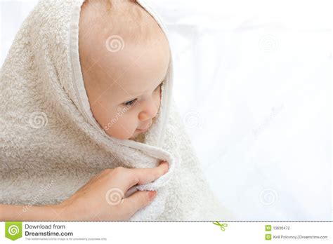 Baby Portrait With Towel Stock Photo Image Of Clean 13630472