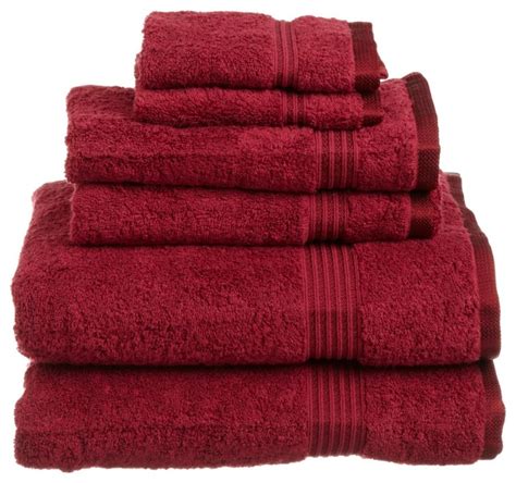 Superior Egyptian Cotton 6 Piece Burgundy Towel Set Traditional