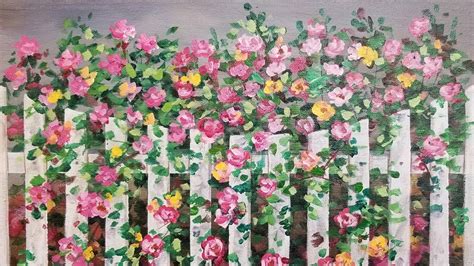 Climbing Roses On Fence Acrylic Painting Live Tutorial Youtube