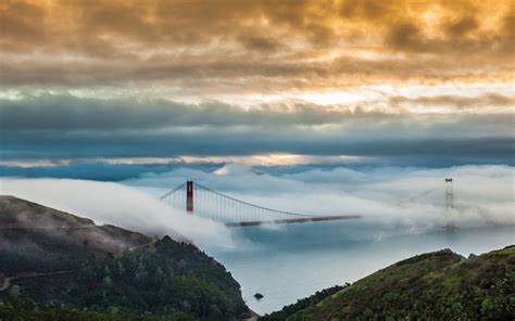 Download Wallpapers Golden Gate Bridge Morning Fog Sunrise San