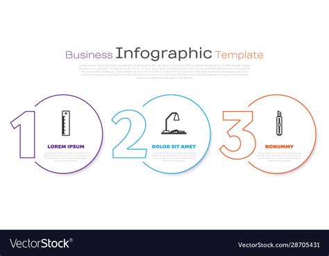 Set Line Ruler Workplace With Table Lamp And Open Vector Image