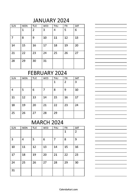 Calendar 2024 January February March Nixie Angelica