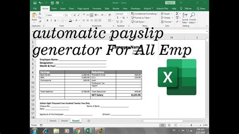Automatic Payslip Generator In Excel Youtube
