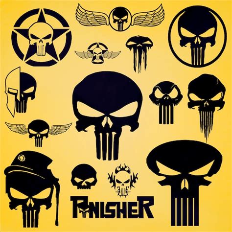 16 Punisher Skull Vector Art Eps Dxf Svg Png In 1 Zip By Dxfstore