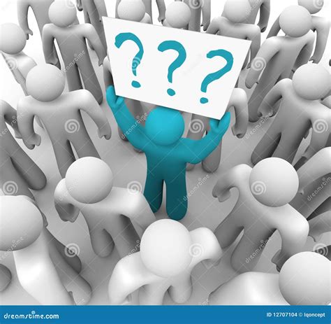 Person Holding Question Mark Sign In Crowd Stock Illustration