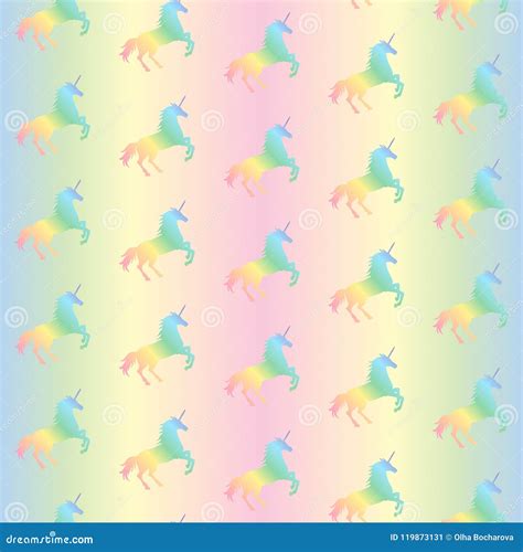 Vector Illustration Of Seamless Pattern From Rainbow Unicorns Stock