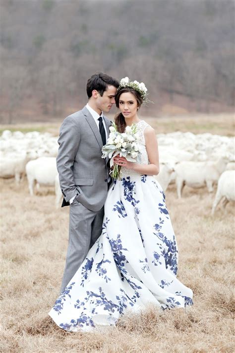Blue Print Wedding Dress Image By Sleepy Fox Photography